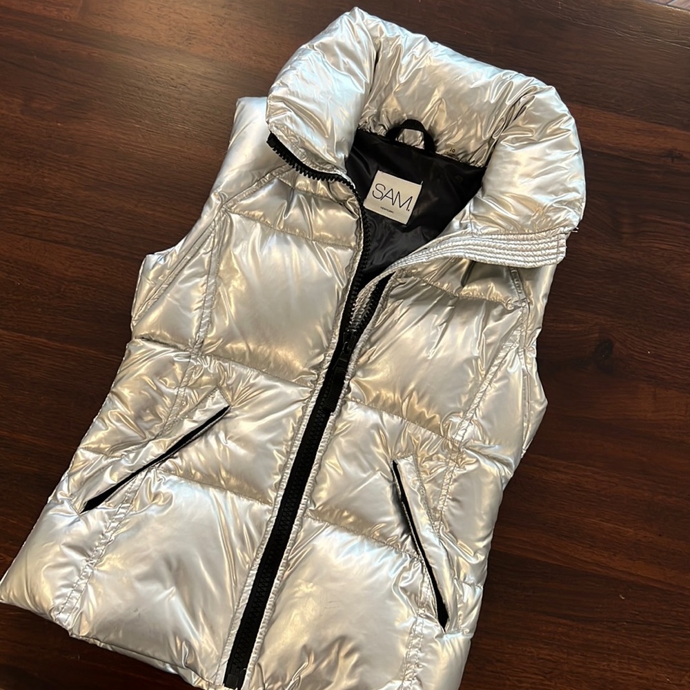Sam. Girls Silver Puffer Vest size 10